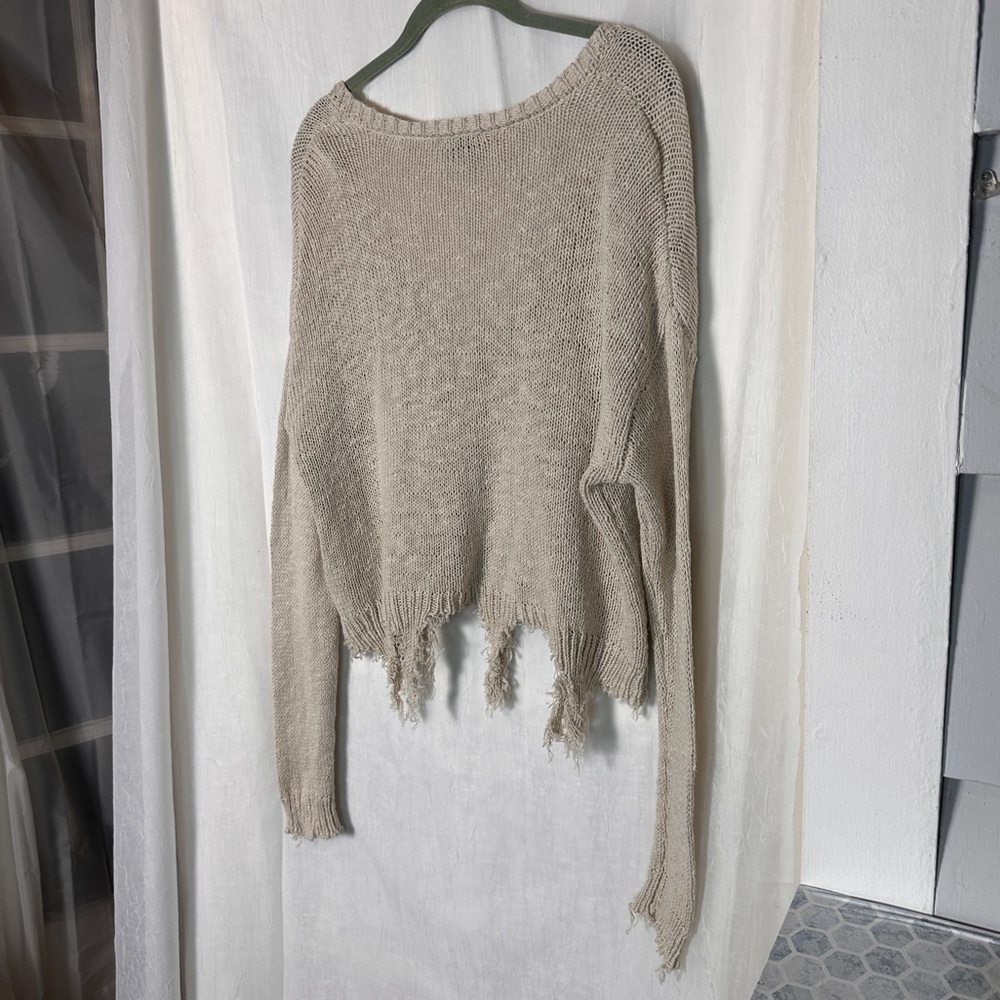 3/$20 💥 Blank Paige Oversized Relaxed Fit Sweater Distressed Cream Frayed Knit‎ - Picture 15 of 15